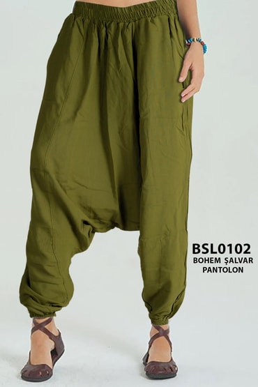 Bohem Tarz Viskon Şalvar Pantlon Standart Beden (Cepli) BSL0102-8602BSL0102