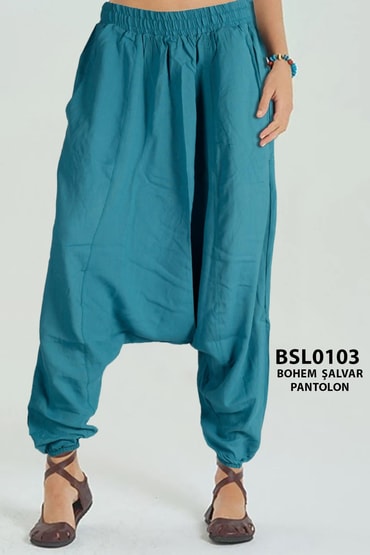 Bohem Tarz Viskon Şalvar Pantlon Standart Beden (Cepli) BSL0103-8610BSL0103