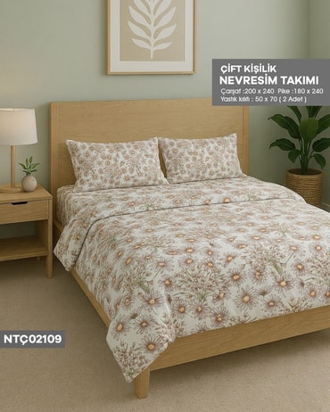 ÇİFT KİŞİLİK RANFORCE NEVRESİM TAKIMI NTÇ02109-32006NTÇ02109