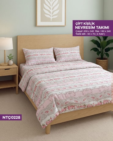 ÇİFT KİŞİLİK RANFORCE NEVRESİM TAKIMI NTÇ0228-32106NTÇ0228