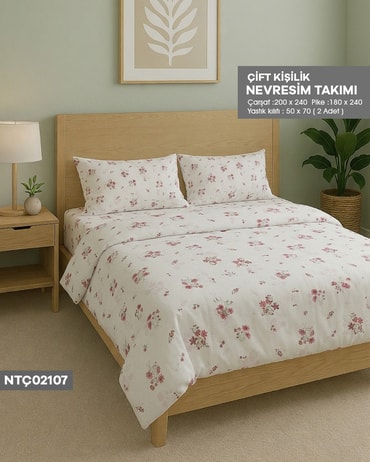 ÇİFT KİŞİLİK RANFORCE NEVRESİM TAKIMI NTÇ02107-32003NTÇ02107