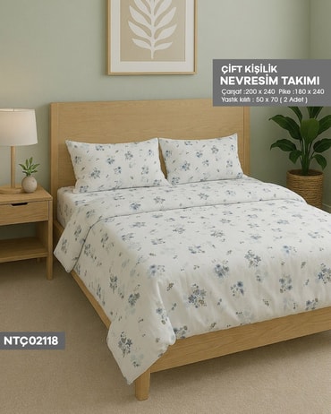 ÇİFT KİŞİLİK RANFORCE NEVRESİM TAKIMI NTÇ02118-32202NTÇ02118