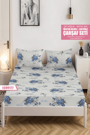 Çiftkişilik BATTAL Lastikli Çarşaf Seti 180x200cm LÇD0177-30304LÇD0177