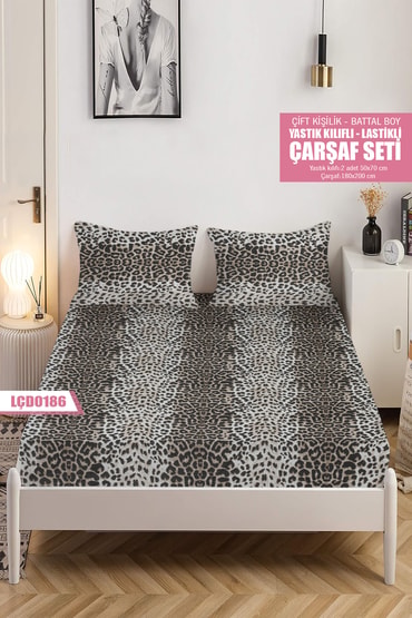 Çiftkişilik BATTAL Lastikli Çarşaf Seti 180x200cm LÇD0186-30601LÇD0186