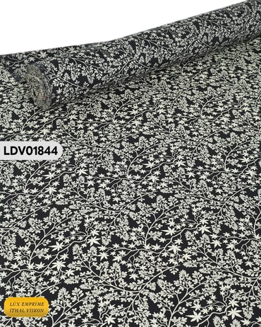 Dar En Siyah Beyaz Pamuk Viskon Kumaş ( TEK EN ) 90cm-LDV01844LDV01844