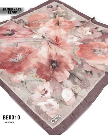 Desenli Bambu Kraş Eşarp 100*100cm BE0310-2313BE0310