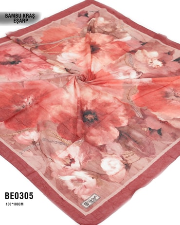 Desenli Bambu Kraş Eşarp 100*100cm BE0305-2306BE0305