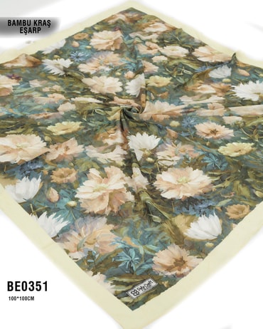 Desenli Bambu Kraş Eşarp 100*100cm BE0351-2032BE0351