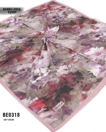 Desenli Bambu Kraş Eşarp 100*100cm BE0318-2326BE0318