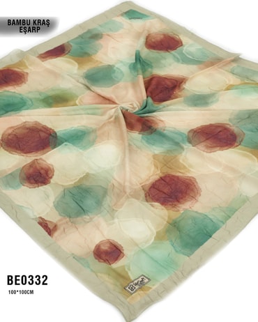 Desenli Bambu Kraş Eşarp 100*100cm BE0332-2224BE0332