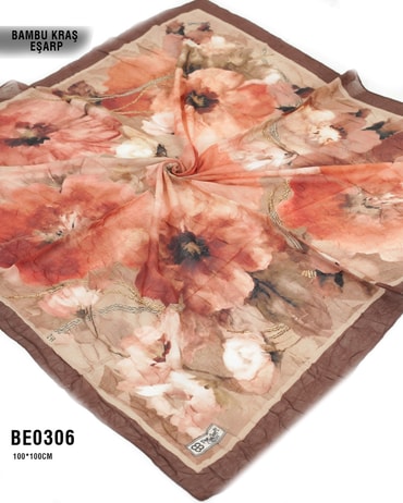 Desenli Bambu Kraş Eşarp 100*100cm BE0306-2307BE0306