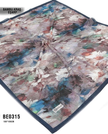Desenli Bambu Kraş Eşarp 100*100cm BE0315-2323BE0315