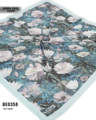Desenli Bambu Kraş Eşarp 100*100cm BE0358-1931BE0358