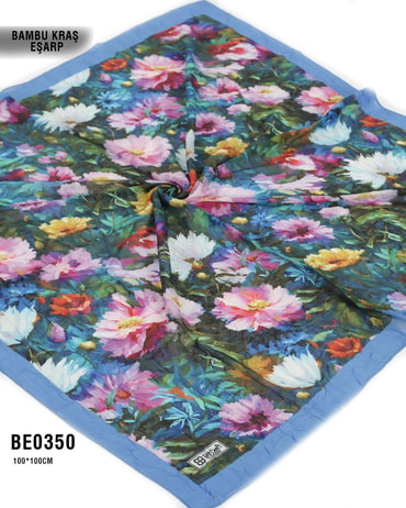 Desenli Bambu Kraş Eşarp 100*100cm BE0350-2133BE0350