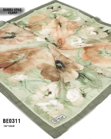 Desenli Bambu Kraş Eşarp 100*100cm BE0311-2314BE0311