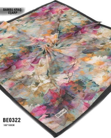 Desenli Bambu Kraş Eşarp 100*100cm BE0322-2334BE0322