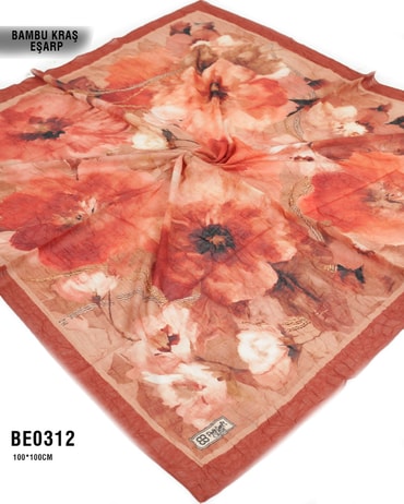 Desenli Bambu Kraş Eşarp 100*100cm BE0312-2318BE0312
