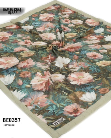 Desenli Bambu Kraş Eşarp 100*100cm BE0357-1930BE0357