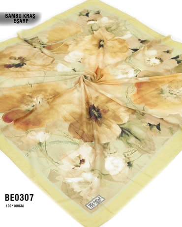 Desenli Bambu Kraş Eşarp 100*100cm BE0307-2309BE0307