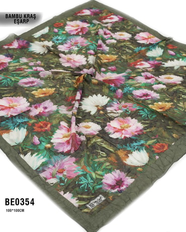 Desenli Bambu Kraş Eşarp 100*100cm BE0354-1927BE0354