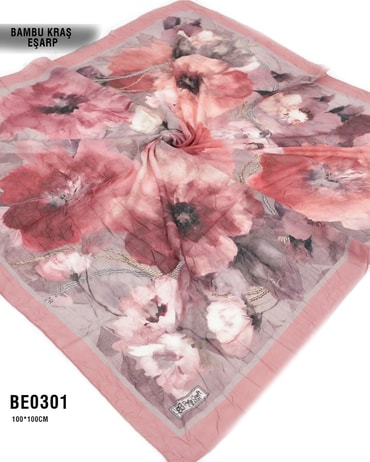 Desenli Bambu Kraş Eşarp 100*100cm BE0301-2301BE0301