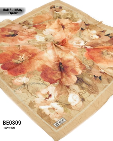 Desenli Bambu Kraş Eşarp 100*100cm BE0309-2312BE0309