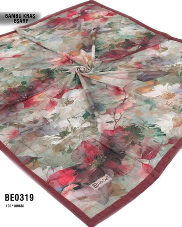 Desenli Bambu Kraş Eşarp 100*100cm BE0319-2329BE0319