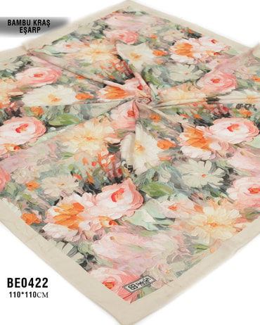 Desenli Bambu Kraş Eşarp 110*110cm BE0422-1703BE0422