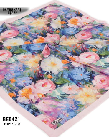 Desenli Bambu Kraş Eşarp 110*110cm BE0421-1835BE0421