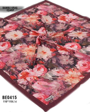 Desenli Bambu Kraş Eşarp 110*110cm BE0415-1827BE0415