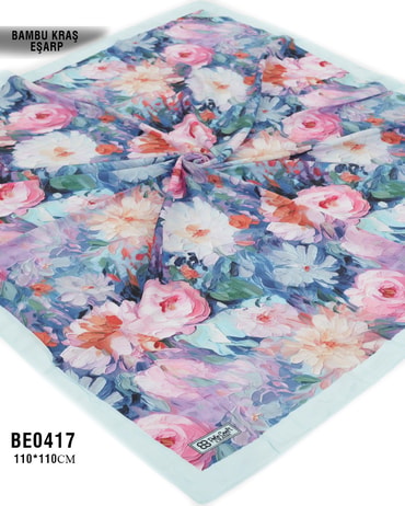 Desenli Bambu Kraş Eşarp 110*110cm BE0417-1831BE0417