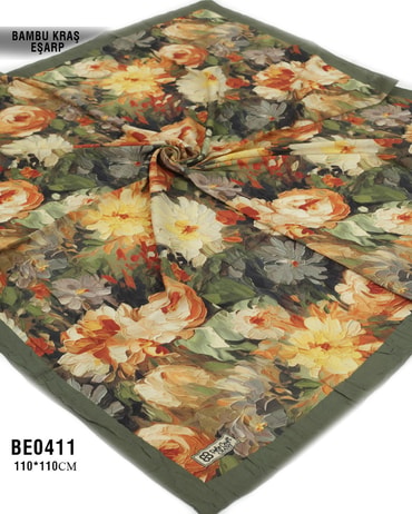 Desenli Bambu Kraş Eşarp 110*110cm BE0411-1816BE0411