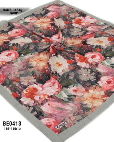 Desenli Bambu Kraş Eşarp 110*110cm BE0413-1818BE0413