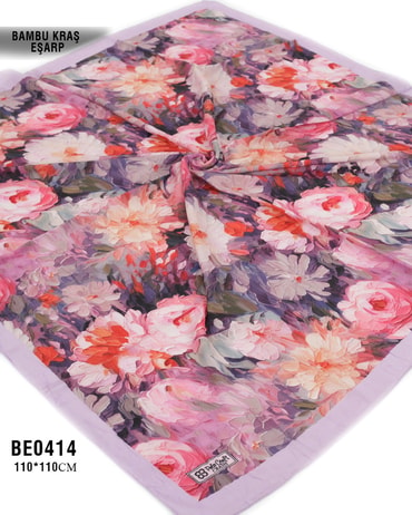 Desenli Bambu Kraş Eşarp 110*110cm BE0414-1819BE0414