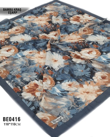 Desenli Bambu Kraş Eşarp 110*110cm BE0416-1828BE0416