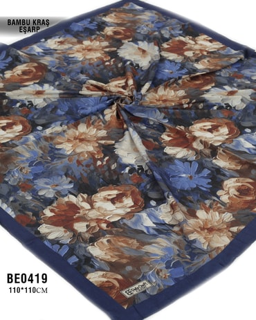 Desenli Bambu Kraş Eşarp 110*110cm BE0419-1833BE0419