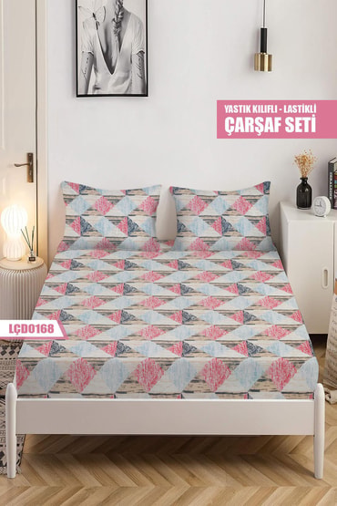 Desenli Çiftkişilik Lastikli Çarşaf Seti (Yastıklı ) 180x200cm LÇD0168-31702LÇD0168-31702