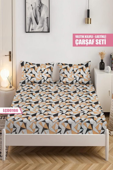 Desenli Çiftkişilik Lastikli Çarşaf Seti (Yastıklı ) 180x200cm LÇD0166-31603LÇD0166-31603