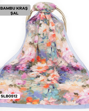 Desenli Soft Bambu Kraş Şal SLB0512-2719SLB0512