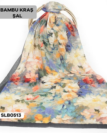 Desenli Soft Bambu Kraş Şal SLB0513-2720SLB0513