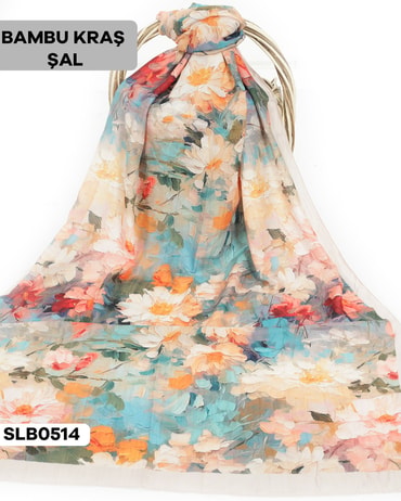 Desenli Soft Bambu Kraş Şal SLB0514-2721SLB0514