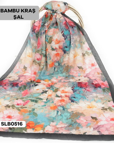 Desenli Soft Bambu Kraş Şal SLB0516-2723SLB0516
