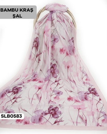 Desenli Soft Bambu Kraş Şal SLB0583-4331SLB0583