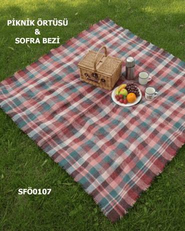 Ekoseli piknik ve masa örtüsü 140cm*140cm SFÖ0107-32908SFÖ0107