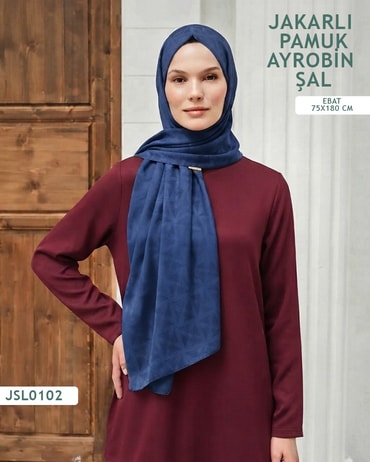 Jakarlı Ayrobin Pamuk Şal  JSL0102-4402JSL0102