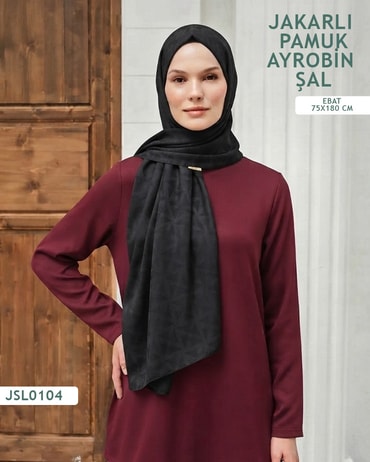 Jakarlı Ayrobin Pamuk Şal  JSL0104-4404JSL0104
