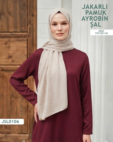 Jakarlı Ayrobin Pamuk Şal  JSL0106-4406JSL0106