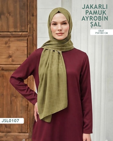 Jakarlı Ayrobin Pamuk Şal  JSL0107-4407JSL0107