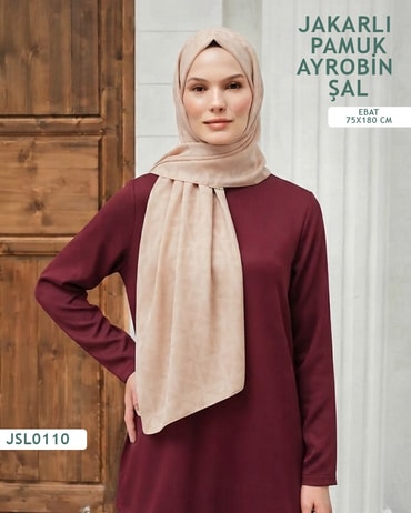 Jakarlı Ayrobin Pamuk Şal  JSL0110-4411JSL0110