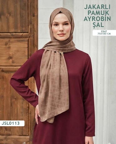Jakarlı Ayrobin Pamuk Şal  JSL0113-4415JSL0113